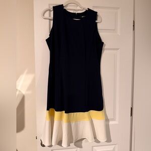 Anne Klein Navy and Yellow Mini Dress